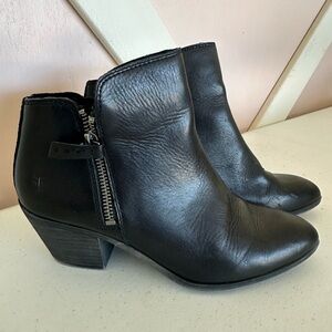 Black Frye booties size 6.5. Have a little scuffing on one boot as in picture
